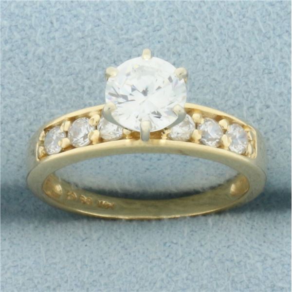 CZ Engagement Ring in 14k Yellow Gold
