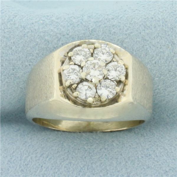 Mens Diamond Target Ring in 14k White Gold