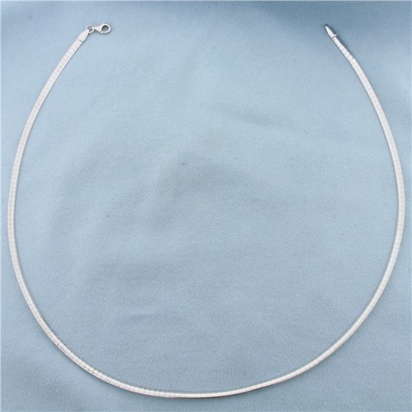 Italian 17 Inch Reversible Omega Link Necklace in 14k Yellow and White Gold