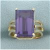 Image 1 : Purple Sapphire Solitaire Statement Ring in 14k Yellow Gold
