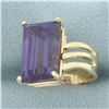 Image 2 : Purple Sapphire Solitaire Statement Ring in 14k Yellow Gold
