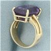 Image 3 : Purple Sapphire Solitaire Statement Ring in 14k Yellow Gold