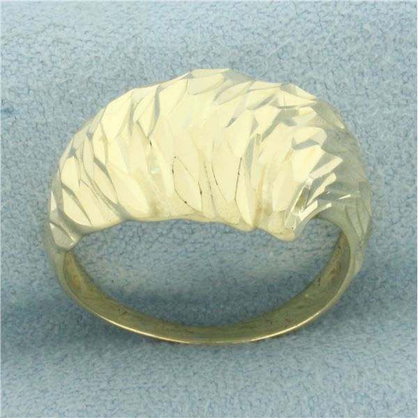 Diamond Cut Dome Wave Ring in 14k Yellow Gold