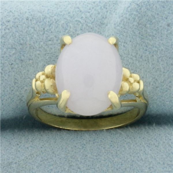 Lavendar Jade Solitaire Ring in 14k Yellow Gold