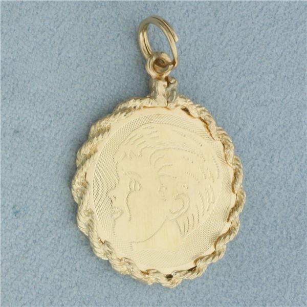 Engravable Boy Head Silhouette Charm or Pendant in 14k Yellow Gold