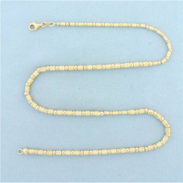 19 Inch Diamond Cut Gold Bead Necklace in 14k Yellow Gold