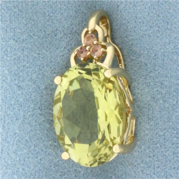 Citrine and Morganite Pendant in 14k Yellow Gold