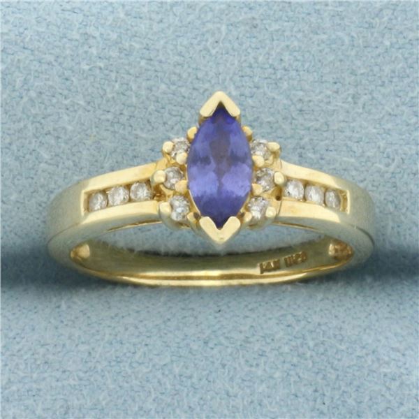 Tanzanite and Diamond Ring in 14k Yellow Gold