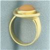 Image 3 : Vintage Fire Opal Solitaire Ring in 14k Yellow Gold