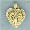 Image 1 : Lace Heart 3D Pendant in 14k Yellow Gold