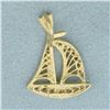 Image 2 : Sailboat Pendant in 14k Yellow Gold