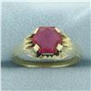 Image 1 : Mens Hexagon Lab Ruby Ring in 14k Yellow Gold