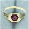 Image 4 : Mens Hexagon Lab Ruby Ring in 14k Yellow Gold