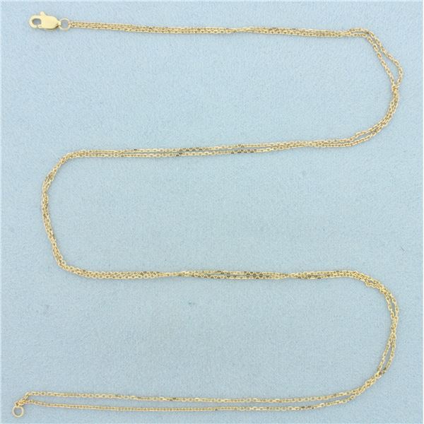 17 Inch Double Cable Link Chain Necklace in 14k Yellow Gold