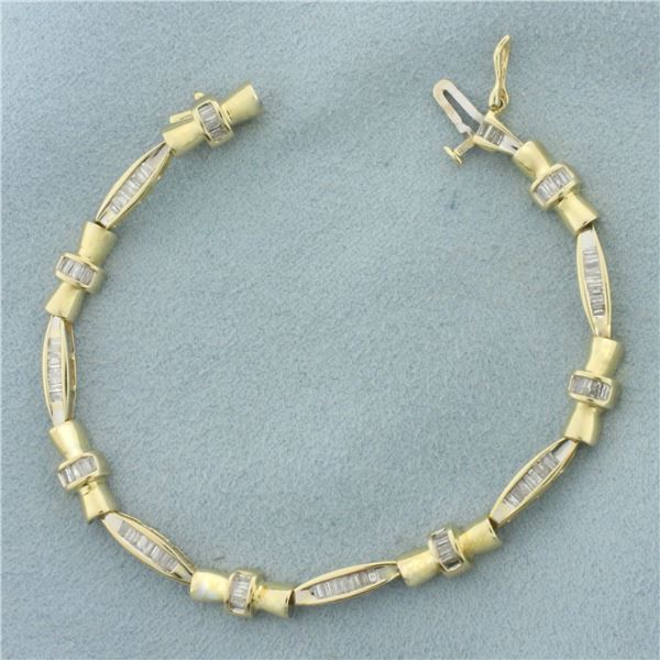 Baguette Diamond Tennis Bracelet in 14k Yellow Gold