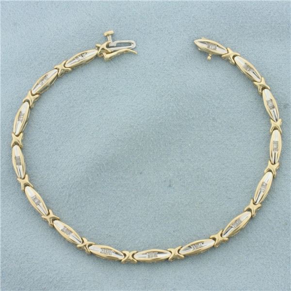 Baguette Diamond Tennis Bracelet in 10k Yellow Gold
