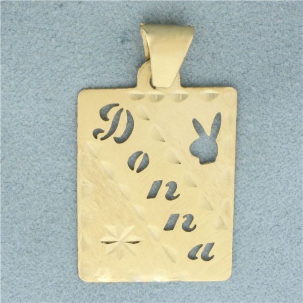 Donna Playboy Cutout Dog Tag Pendant in 14k Yellow Gold