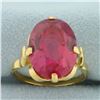 Image 1 : Vintage Lab Ruby Ring in 18k Yellow Gold
