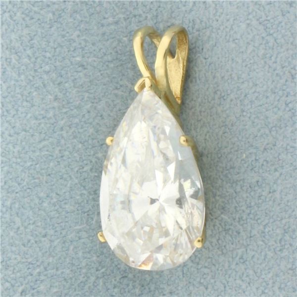 Large Pear Cut CZ Pendant in 14k Yellow Gold
