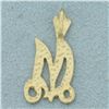 Image 2 : Diamond Cut M Initial Pendant in 14k Yellow Gold