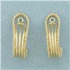 Image 3 : J-Hoop Rope Design Stud Earring Jacket Enhancers in 14k Yellow Gold