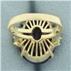Image 4 : Amethyst and Diamond Statement Ring in 14k Yellow Gold