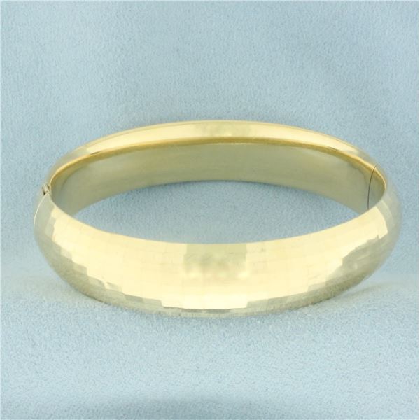 Disco Ball Finsh Hinged Bangle Bracelet in 14k Yellow Gold