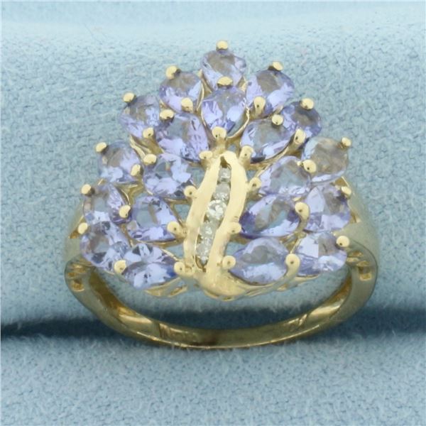 Tanzanite and Diamond Ring in 10k Yellow Gold