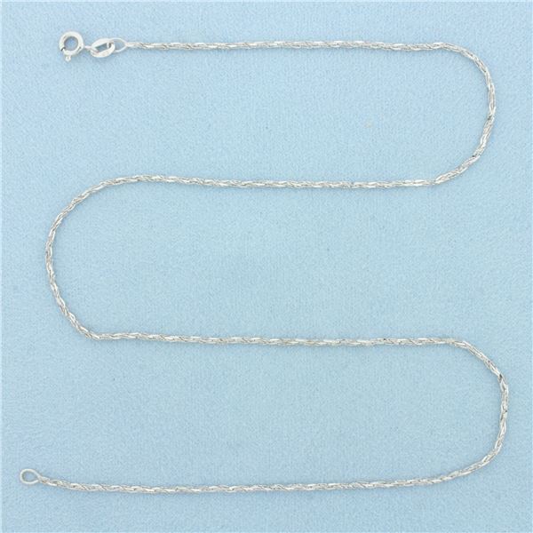16 Inch Italian Twisting Boston Link Chain Necklace in 14k White Gold