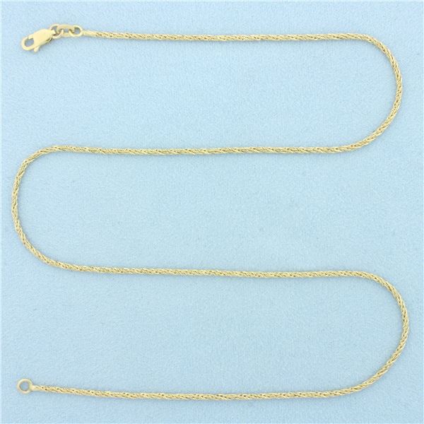 19 Inch Italian Wheat Link Chain Necklace in 14k Yellow Gold