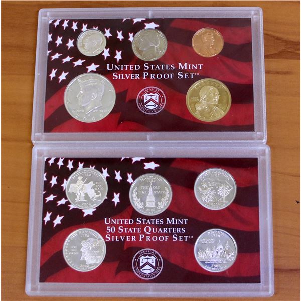 2000 US Mint Silver and Silver State Quarters Proof Coin Sets OGP