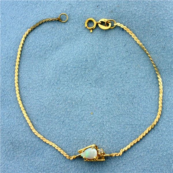 Opal and Diamond Bracelet in 14k Yellow Gold