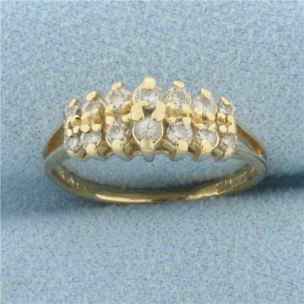 Double Diamond Row Ring in 14k Yellow Gold
