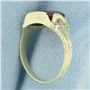 Image 3 : Antique Lab Ruby Solitaire Ring in 14k Yellow Gold