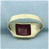 Image 4 : Antique Lab Ruby Solitaire Ring in 14k Yellow Gold