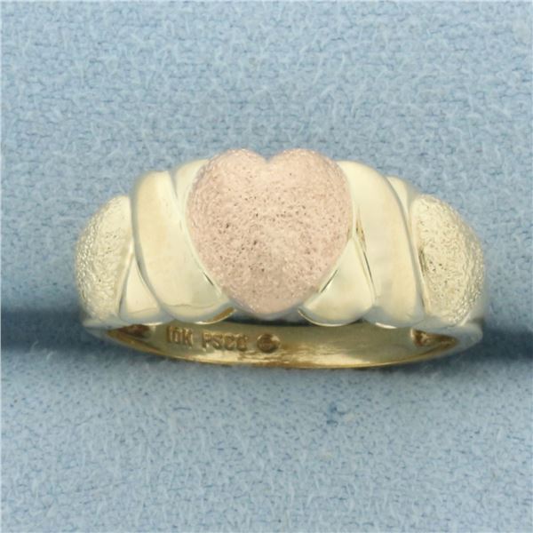 Puffy Heart Ring in 10k Yellow and Rose Gold