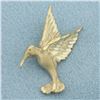 Image 1 : Diamond Cut Hummingbird Pendant in 14k Yellow Gold