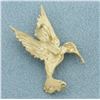 Image 2 : Diamond Cut Hummingbird Pendant in 14k Yellow Gold