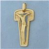 Image 1 : Modern Design Crucifix Cross Pendant in 18k Yellow Gold