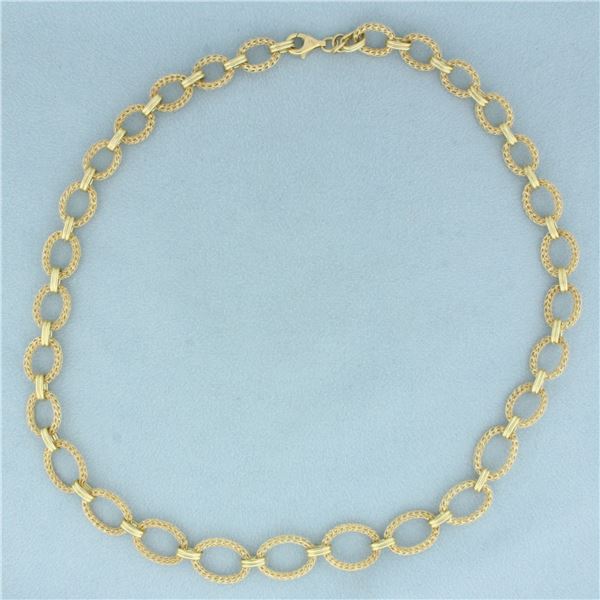 Graduated Mesh Cable Link Chain Necklace in 14K Yellow Gold