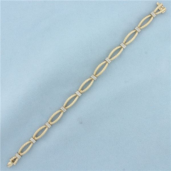 Designer Diamond Rope Design Bracelet in 14k Yellow gold