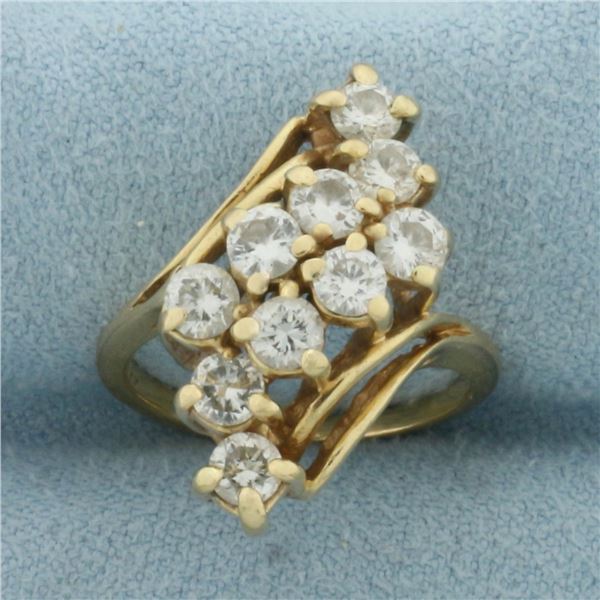 Diamond Bypass Ring in 14k Yellow Gold