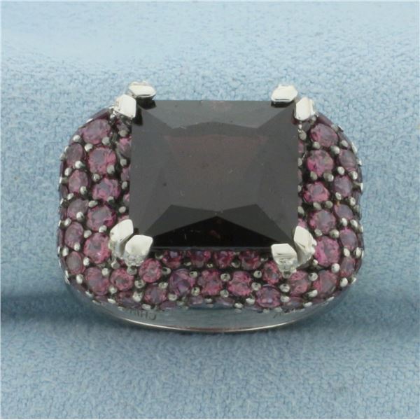 Rhodolite Garnet Statement Ring in 10k White Gold