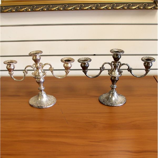 Gorham 749 Chantilly Duchess 3-Light Candelabras Set of 2 in Sterling Silver