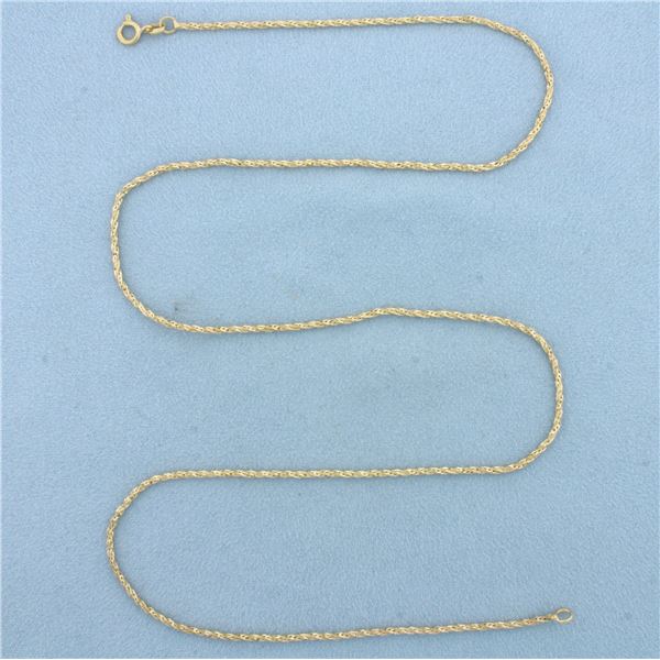 23 Inch Wheat Twist Link Chain Necklace in 18k Yellow Gold