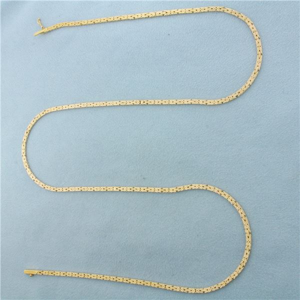 24 Inch Byzantine Link Chain Necklace in 14k Yellow Gold