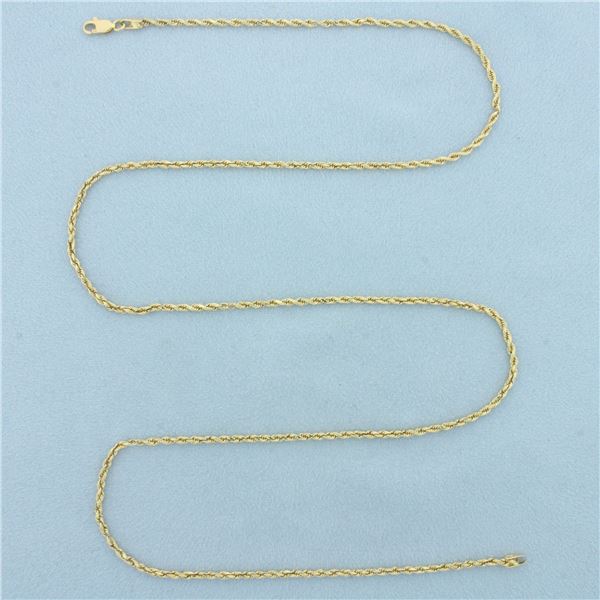 24 Inch Rope Link Chain Necklace in 14k Yellow Gold