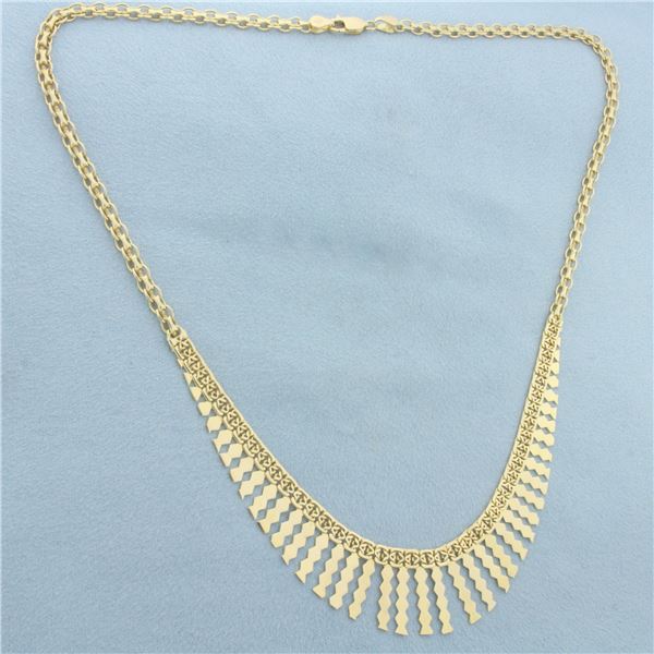 Italian Cleopatra Fringe Style Bismark Necklace in 14k Yellow Gold