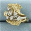 Image 2 : Diamond Splash Wave Design Ring in 14k Yellow Gold