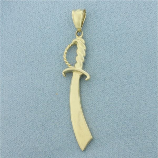 Scimitar Sword Pendant in 14k Yellow Gold